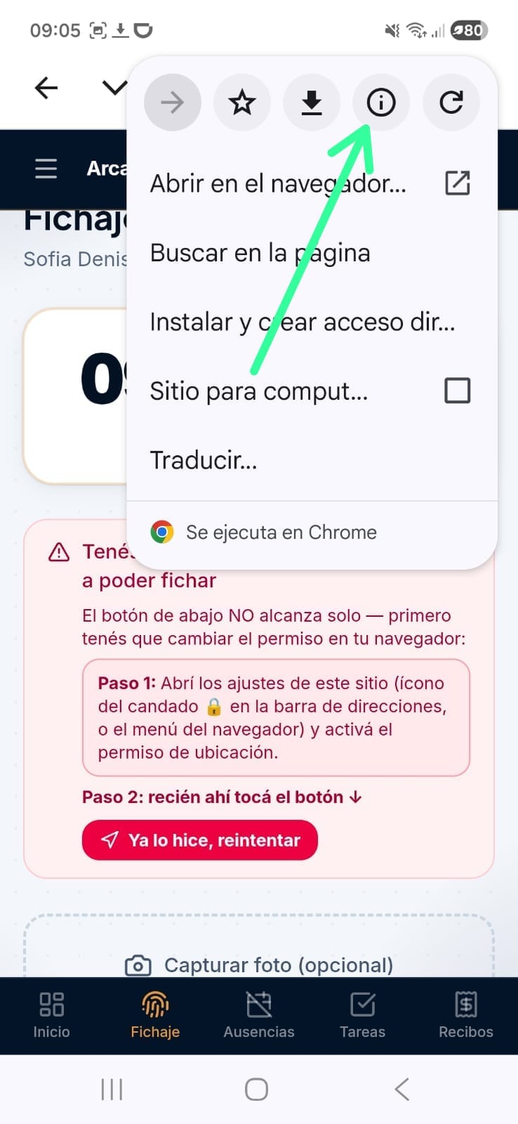 Paso 2: Entrá a la información del sitio