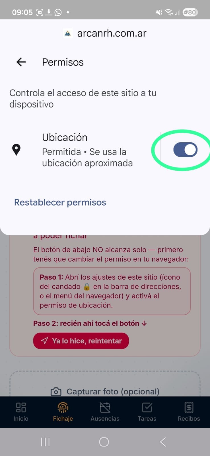 Paso 5: Confirmá que quedó permitida